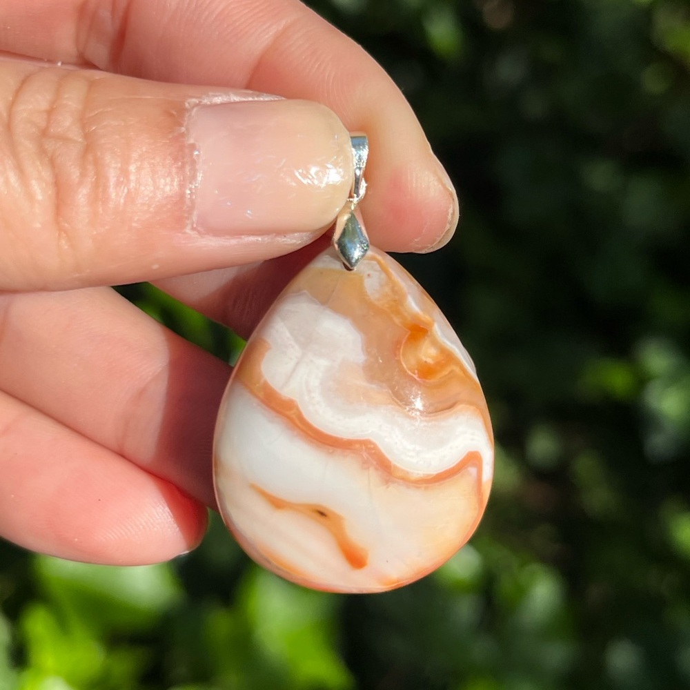 925 silver plated orange‎ crazy lace agate pendant 2026
